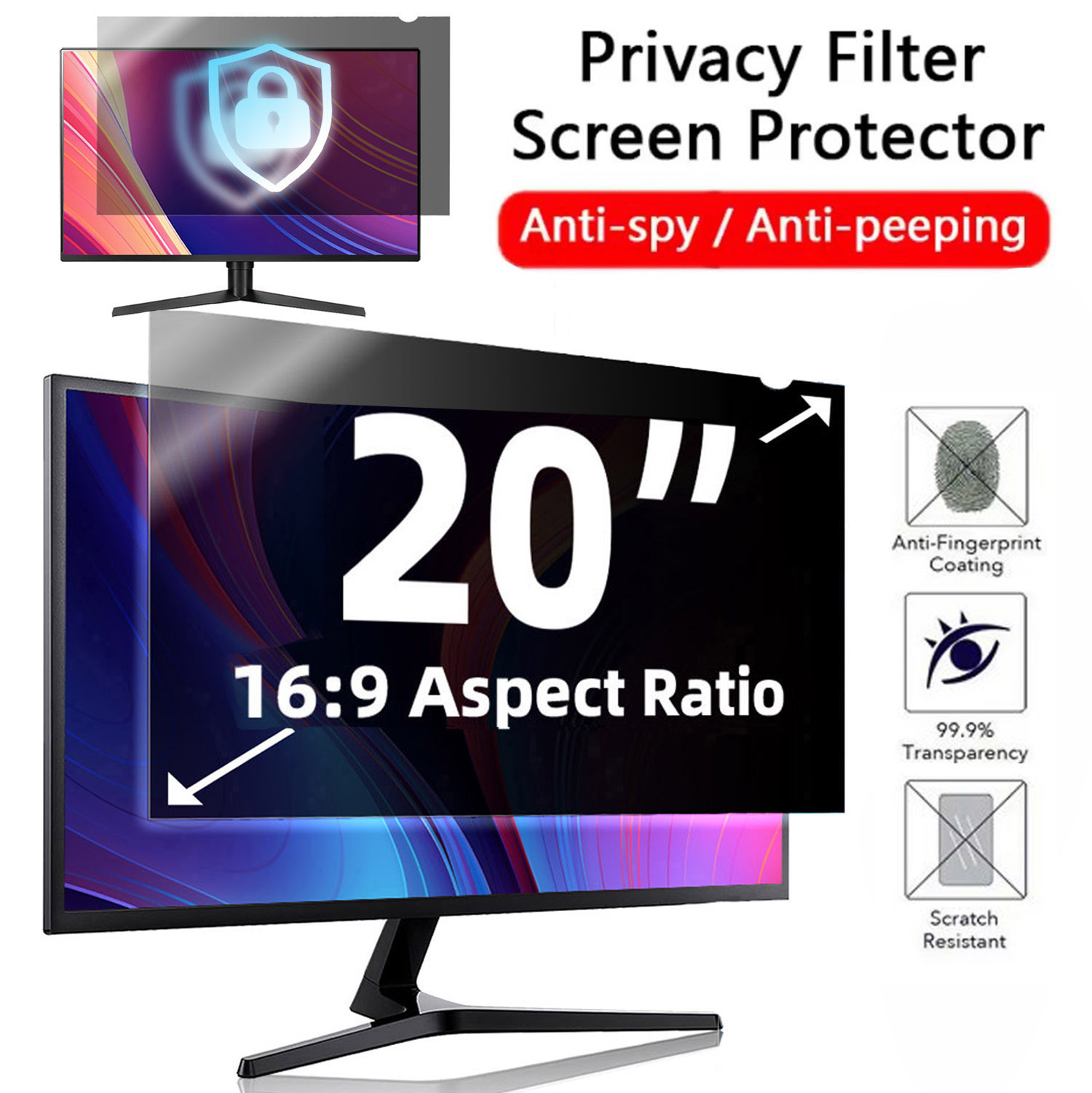Monitor Privacy Filter - 20 Inch Computer Privacy Screen Filter