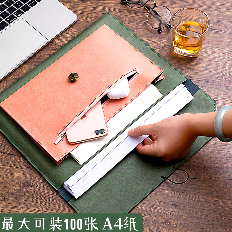 Leather File Bag A4 Paper File - Binder Storage Box 评论和价格